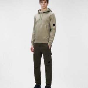 C.P. Company Diagonal Raised Fleece Pullover Hoodie Sene Rock Beige - Imagen 6