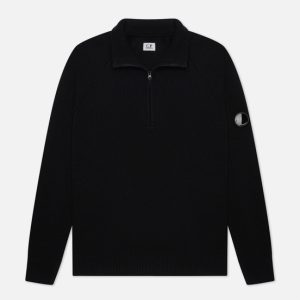 C.P. Company Knitwear Polo Collar Lambswool Black