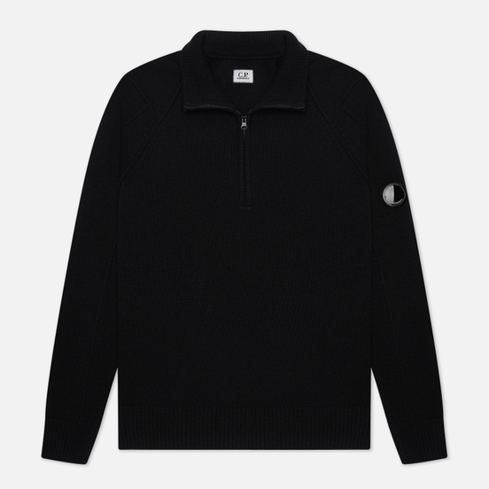 C.P. Company Knitwear Polo Collar Lambswool Black