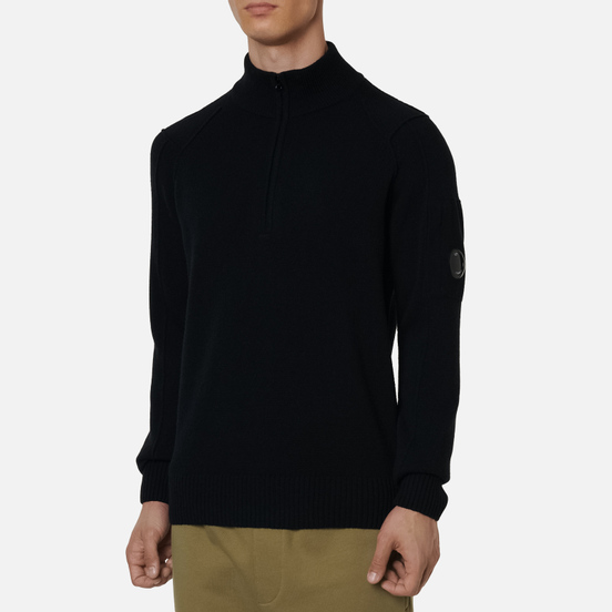 C.P. Company Knitwear Polo Collar Lambswool Black - Imagen 2