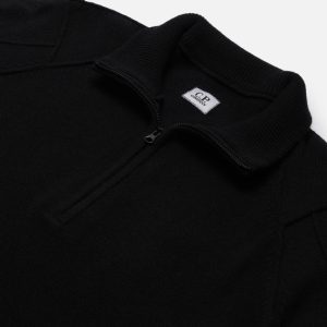 C.P. Company Knitwear Polo Collar Lambswool Black - Imagen 3