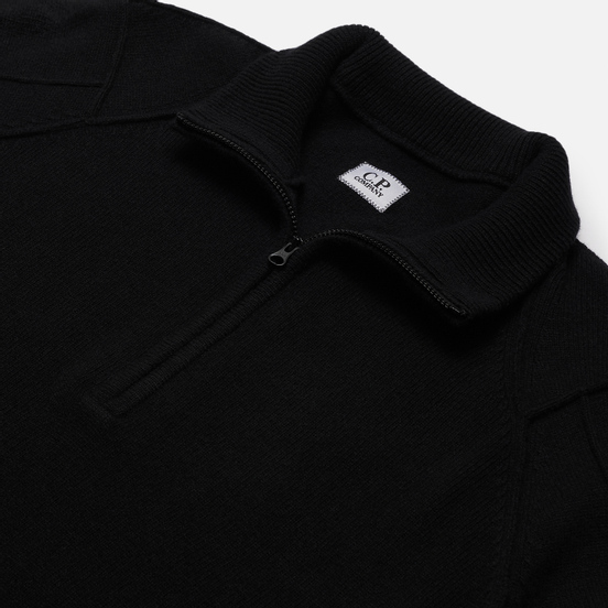 C.P. Company Knitwear Polo Collar Lambswool Black - Imagen 3