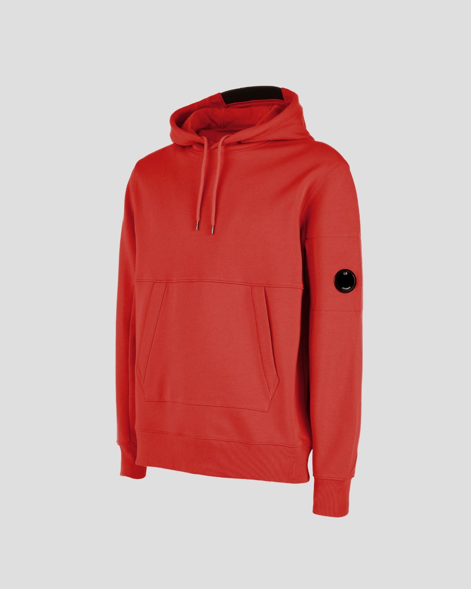 C.P. Company Diagonal Raised Fleece Pullover Hoodie Fiery Red - Imagen 2