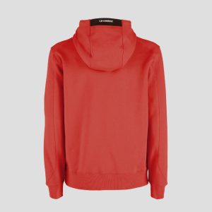 C.P. Company Diagonal Raised Fleece Pullover Hoodie Fiery Red - Imagen 3