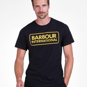 Barbour International Essential Large Logo T-Shirt Black Yellow - Imagen 2