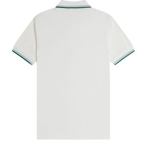 Fred Perry Slim Fit Twin Tipped Polo Snow White / Track Blue / Sport Green - Imagen 2