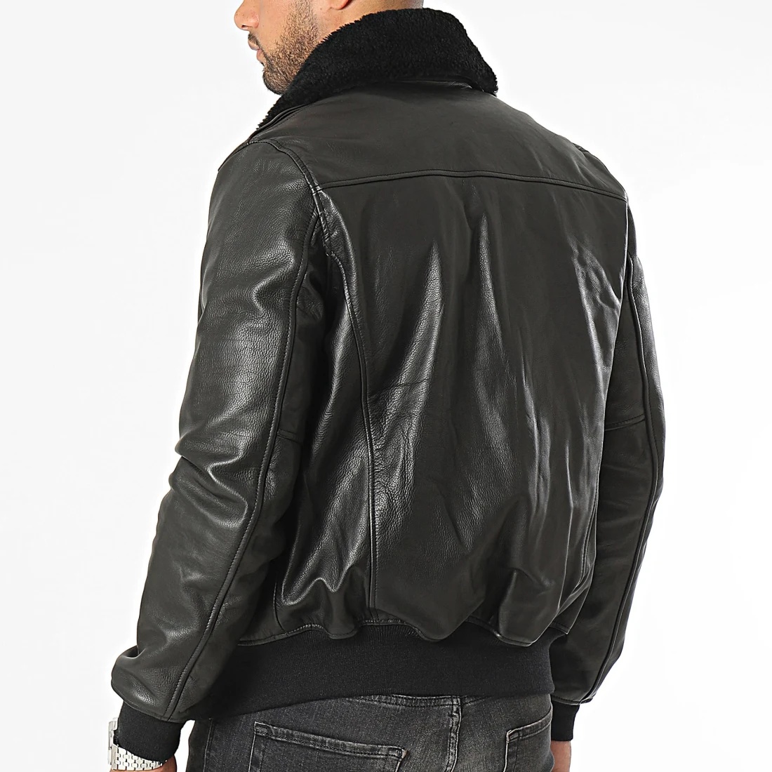 Schott A2 Leather Flight Jacket LC2412 Black - Imagen 5