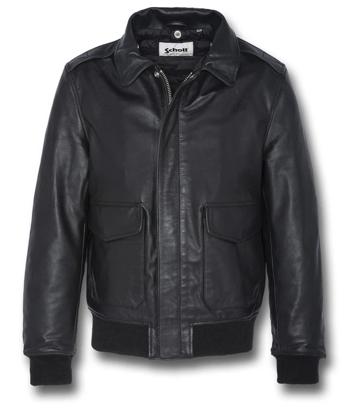 Schott A2 Leather Flight Jacket LC2412 Black - Imagen 6