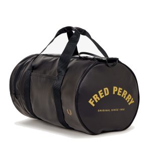 Fred Perry Tonal PU Barrel Bag Black / Gold