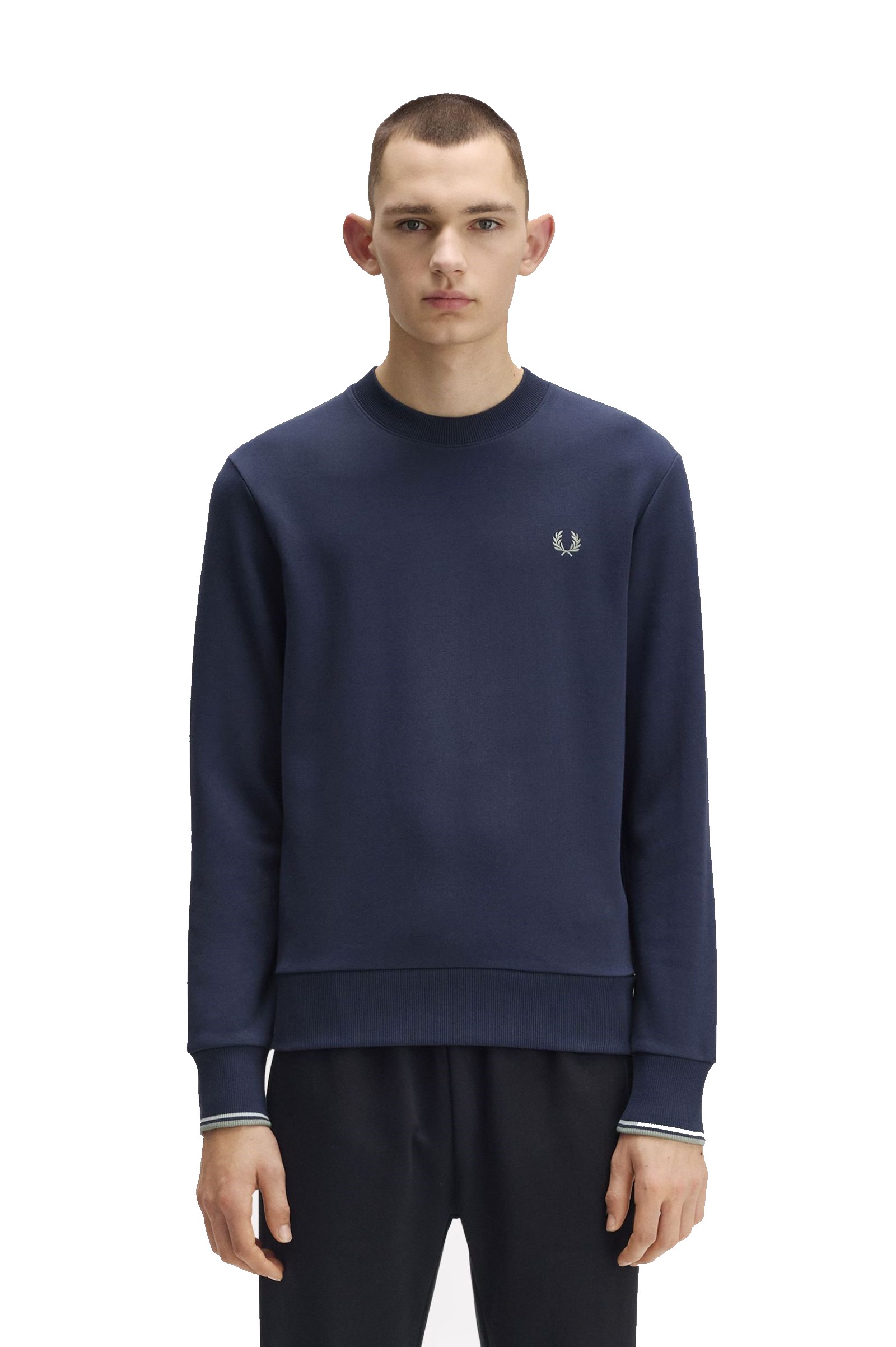 Fred Perry Crew Neck Sweatshirt Dark Airforce / Light Ice / Bay Leaf - Imagen 2