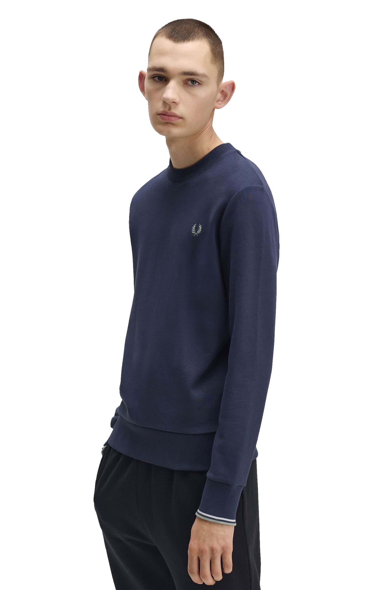 Fred Perry Crew Neck Sweatshirt Dark Airforce / Light Ice / Bay Leaf - Imagen 3