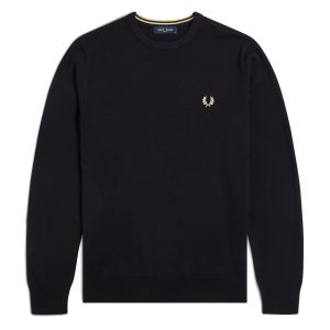 Fred Perry Classic Crew Neck Jumper Black / Yellow