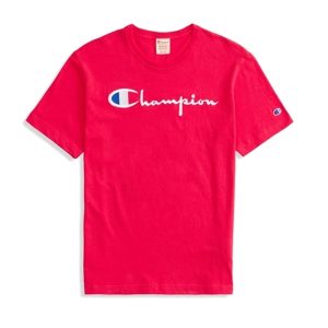 Champion Reverse Weave Script Logo T-Shirt Pink
