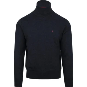 Merc Roll Neck Retro 70s Jumper Wapping Dark Navy