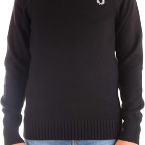 Fred Perry Contrast Texture Crew Neck Jumper Black