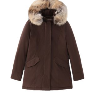 Woolrich Woman Luxury Arctic Parka with Detachable Fur Soil Brown