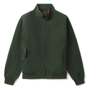 Fred Perry Made In England Waxed Harrington Jacket Night Green