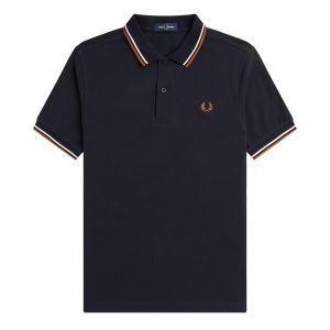 Fred Perry Slim Fit Twin Tipped Polo Navy / Ecru / Nut Flake