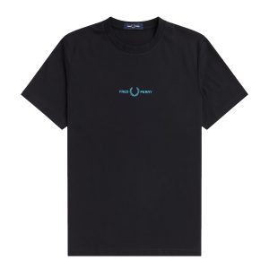 Fred Perry Embroidered Logo T-Shirt Black Aqua