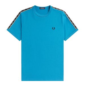 Fred Perry Taped Ringer T-Shirt Runaway Bay Ocean / Warm Grey