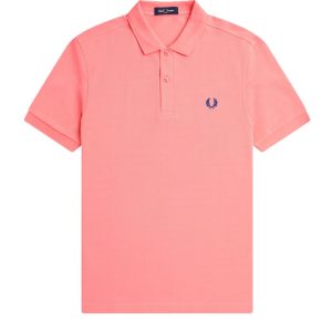 Fred Perry Slim Fit Plain Polo Coral Heat / Shaded Cobalt
