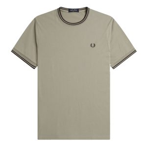 Fred Perry Twin Tipped T-Shirt Warm Grey / Carrington Brick