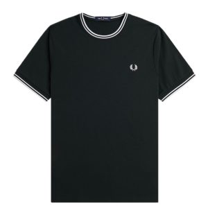 Fred Perry Twin Tipped T-Shirt Night Green / Snow White