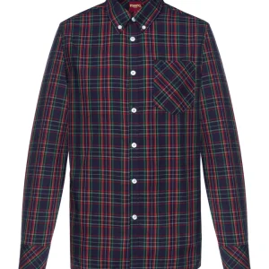Merc Tartan Check Botton Down Shirt Neddy Navy