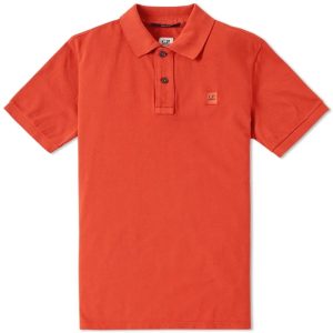 C.P. Company Stretch Pique Slim Fit Logo Polo Spicy Orange