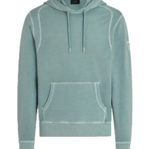 Belstaff Gauge Hoodie Garment Dye Lightweight Fleece Steel Green