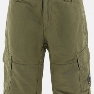 C.P. Company Cotton Linen Cargo Short Green