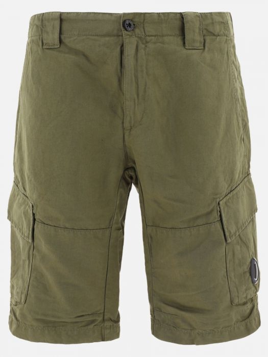 C.P. Company Cotton Linen Cargo Short Green