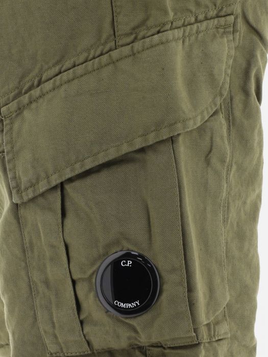 C.P. Company Cotton Linen Cargo Short Green - Imagen 3