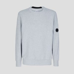 C.P. Company Diagonal Raised Fleece Crew Neck Sweatshirt Grey Melange