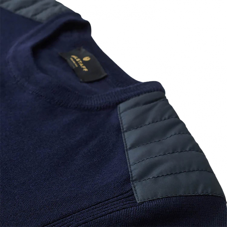 Belstaff Kerrigan Crew Neck Jumper Merino Wool Washed Navy - Imagen 5