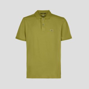 C.P. Company Stretch Pique Slim Fit Logo Polo Green Moss
