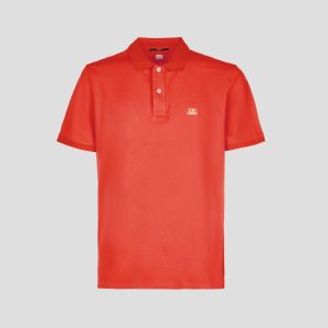 C.P. Company Stretch Pique Slim Fit Logo Polo Fiery Red