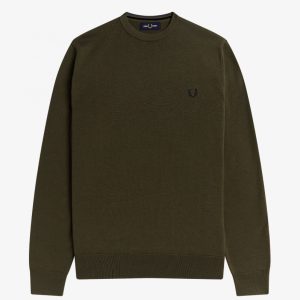 Fred Perry Classic Crew Neck Jumper Army Green