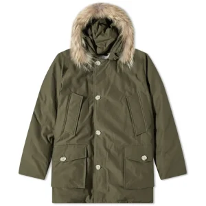 Woolrich Arctic Parka in Ramar with Detachable Fur Trim Dark Green