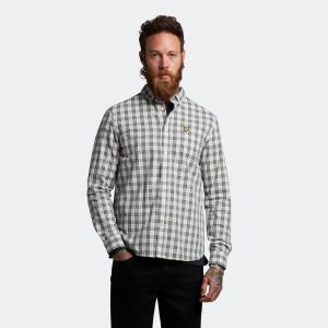 Lyle & Scott Check Poplin Shirt Mid Grey Marl / Touchline White