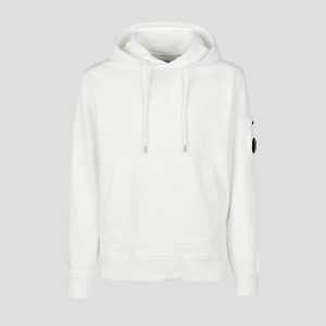C.P. Company Cotton Fleece Hoodie Gauze White