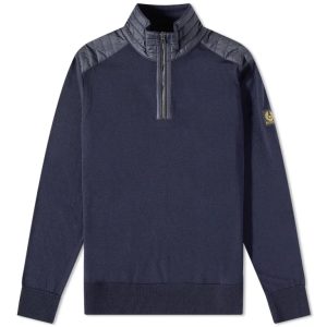 Belstaff Kilmington Quarter Zip Jumper Merino Washed Navy