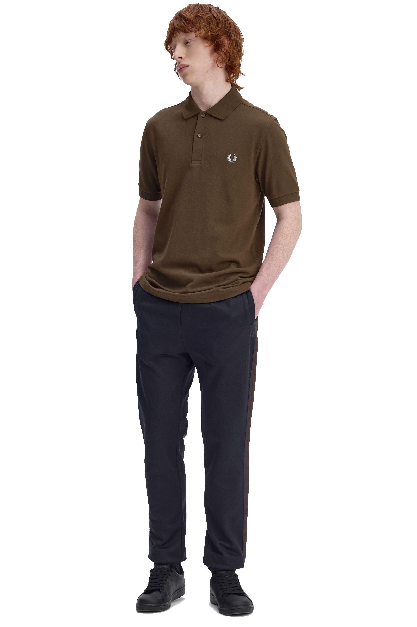 Fred Perry Slim Fit Plain Polo Burnt Tobacco / Stockport Blue - Imagen 2