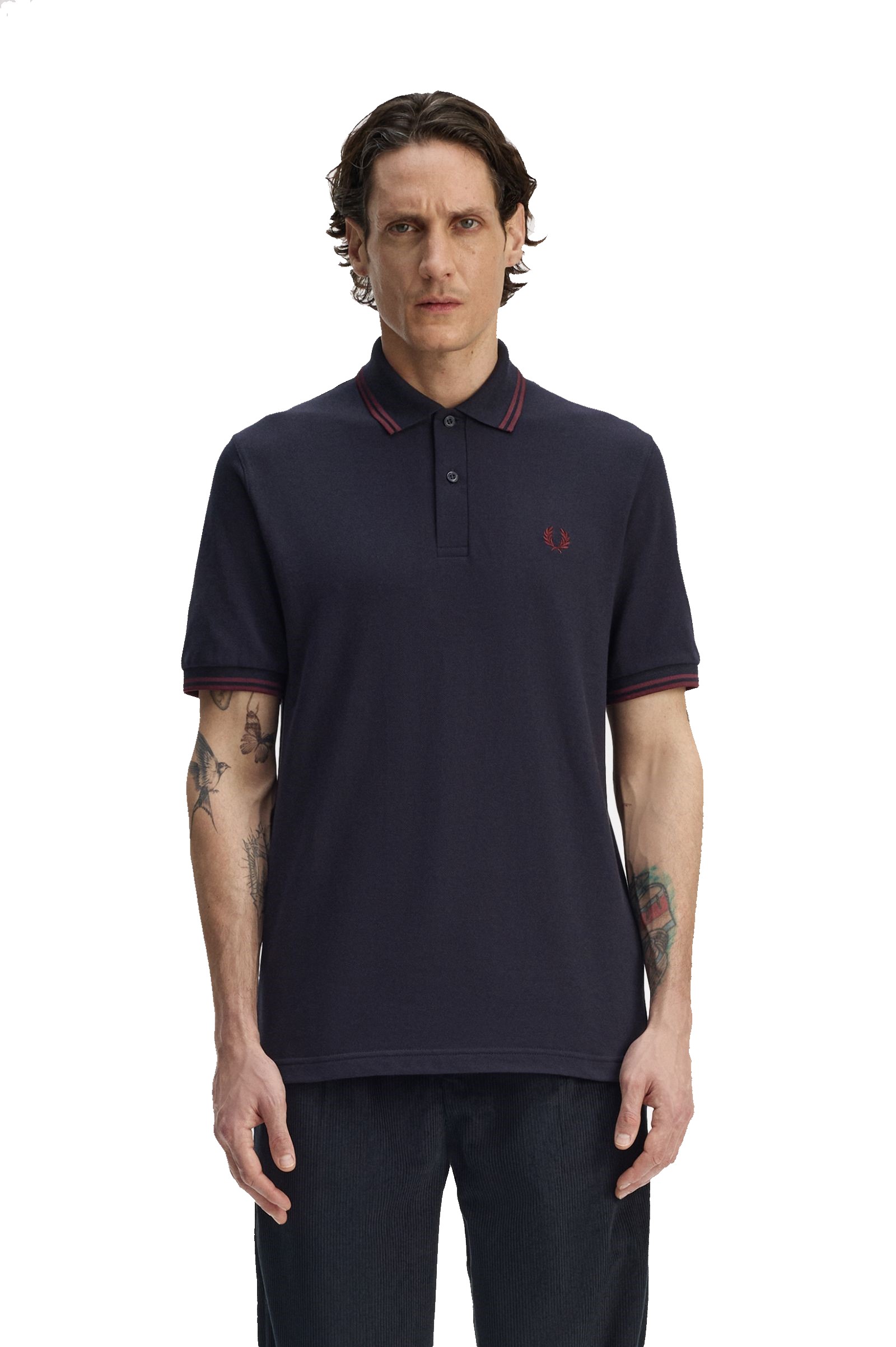 Fred Perry Reissues Original Twin Tipped Polo Navy / Oxblood - Imagen 2