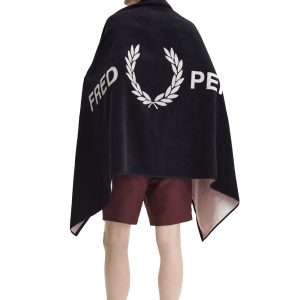 Fred Perry Cotton Beach Towel Navy / Snow White