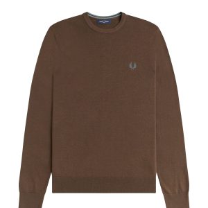 Fred Perry Classic Crew Neck Jumper Burnt Tobacco