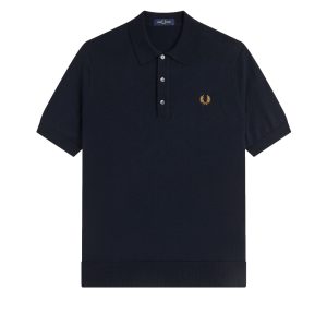 Fred Perry Long Staple Cotton Knitted Shirt Navy