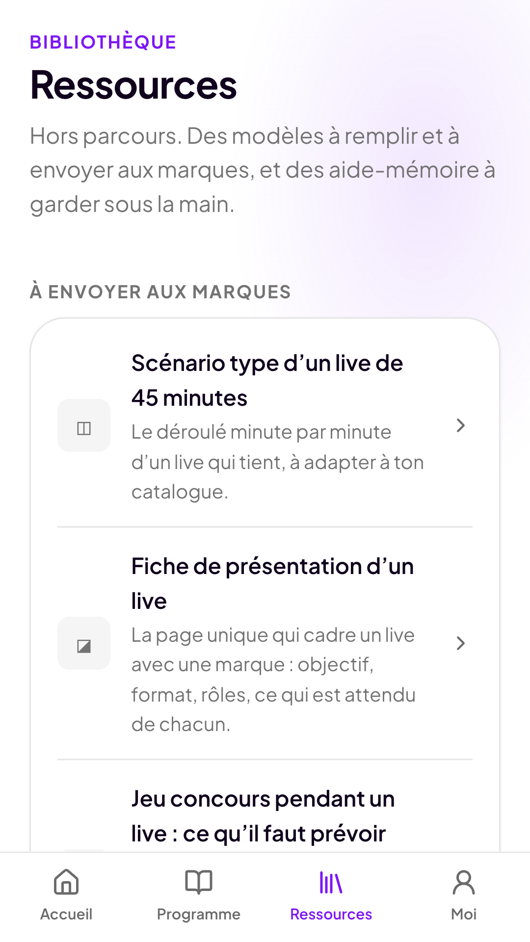 Bibliothèque de ressources de l'espace de formation