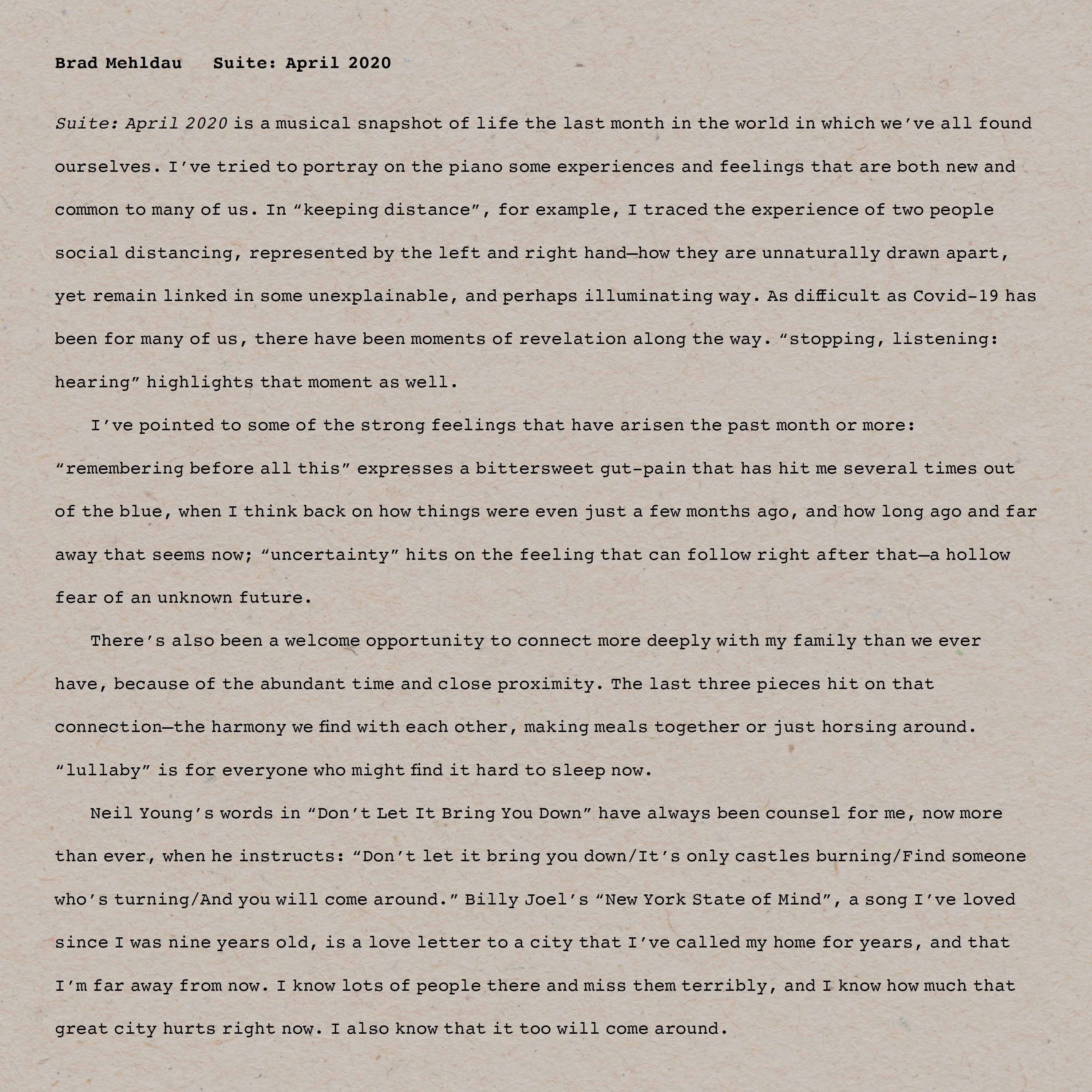 SUITE : APRIL 2020