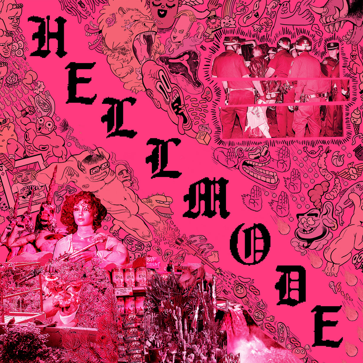 Hellmode/Clear With black, White & Pink Splatter Vinyl